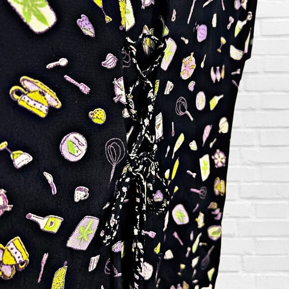 Carole Little Dresses Vintage Button Down Blouse Kitchen Printed Adjustable RARE - Picture 11 of 13